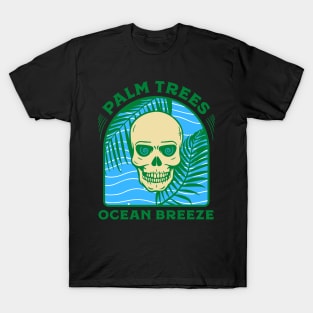 Palm Trees Ocean Breeze Skeleton Beach Party T-Shirt